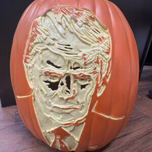 Halloween Orange Donald Trump Pumpkin Trumpkin Light Up Battery Operated - Used